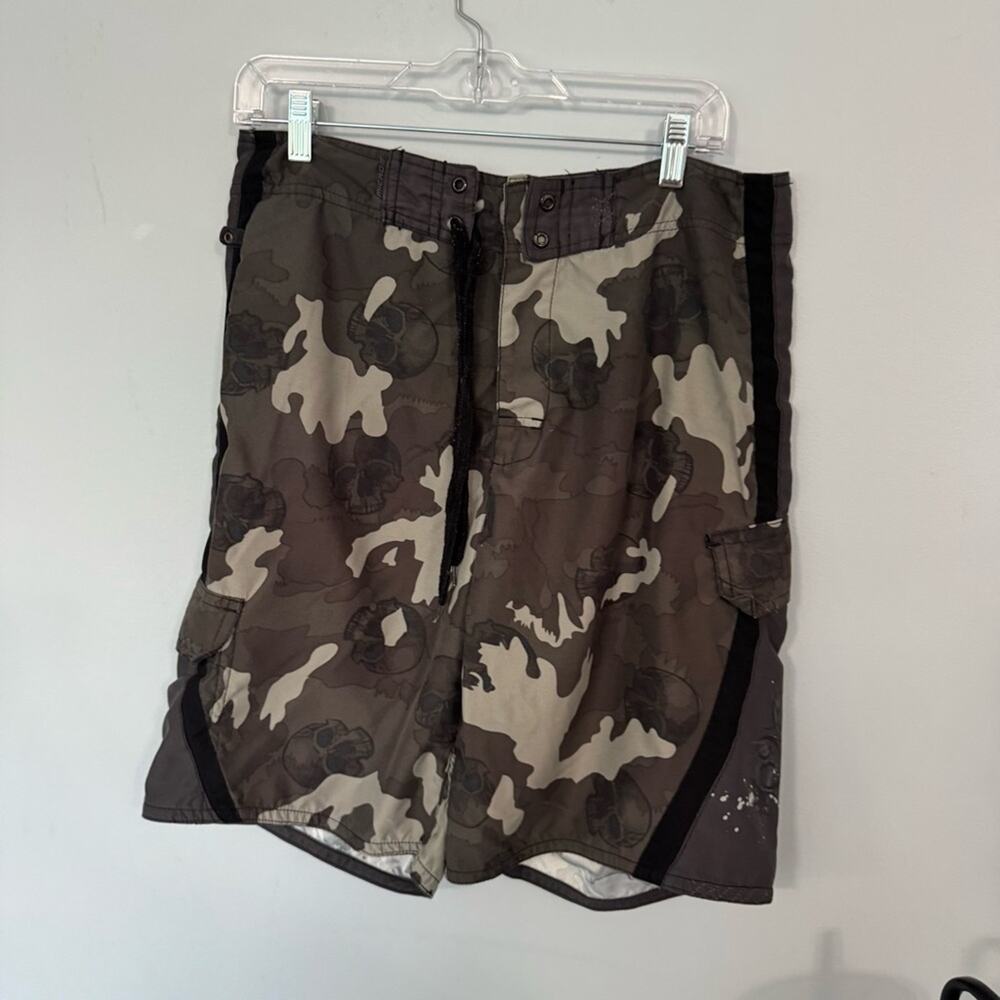 Micros Camouflage Skull Print Board Shorts Swim Trunks Men’s Size 33